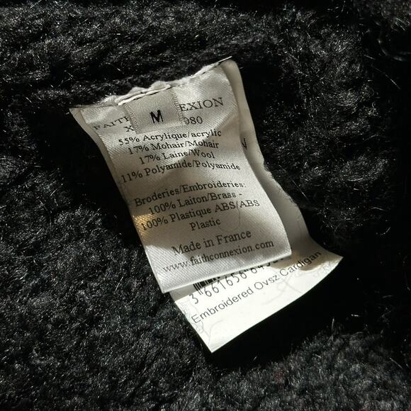 $3,100 Connexion Heavy Black Cardigan w/Jewels & Pearls Oversized Fit XL L - Picture 6 of 6